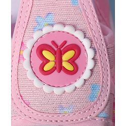 Cute Walk by Babyhug Velcro Closure Sandals With Floral Print & Butterfly Applique - Pink