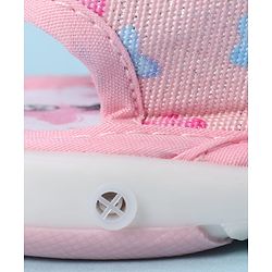 Cute Walk by Babyhug Velcro Closure Sandals With Floral Print & Butterfly Applique - Pink