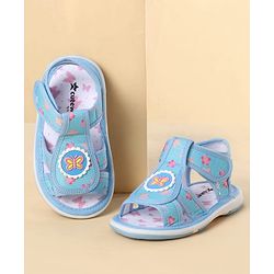 Cute Walk by Babyhug Velcro Closure Sandals With Floral Print & Butterfly Applique - Pink