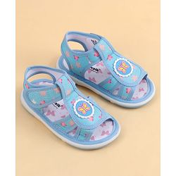 Cute Walk by Babyhug Velcro Closure Sandals With Floral Print & Butterfly Applique - Pink