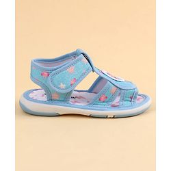 Cute Walk by Babyhug Velcro Closure Sandals With Floral Print & Butterfly Applique - Pink