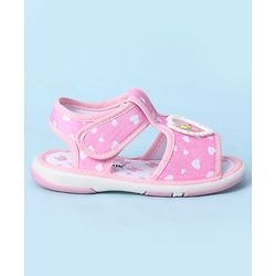 Cute Walk by Babyhug Velcro Closure Sandals With Heart Print & Applique - Pink