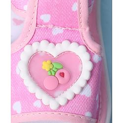 Cute Walk by Babyhug Velcro Closure Sandals With Heart Print & Applique - Pink