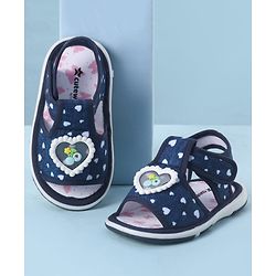 Cute Walk by Babyhug Velcro Closure Sandals With Heart Print & Applique - Pink