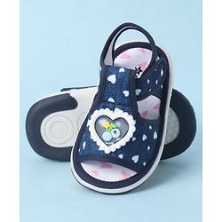 Cute Walk by Babyhug Velcro Closure Sandals With Heart Print & Applique - Pink
