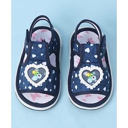 Cute Walk by Babyhug Velcro Closure Sandals With Heart Print & Applique - Pink