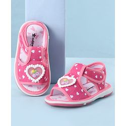 Cute Walk by Babyhug Velcro Closure Sandals With Heart Print & Applique - Pink