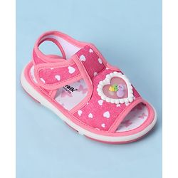 Cute Walk by Babyhug Velcro Closure Sandals With Heart Print & Applique - Pink