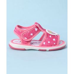 Cute Walk by Babyhug Velcro Closure Sandals With Heart Print & Applique - Pink
