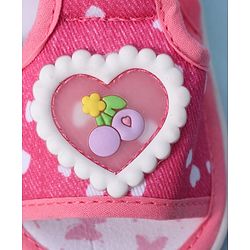 Cute Walk by Babyhug Velcro Closure Sandals With Heart Print & Applique - Pink