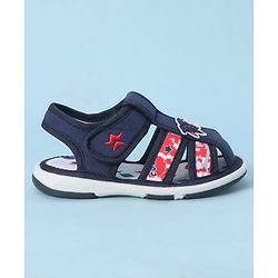 Cute Walk by Babyhug Velcro Closure Sandals With Rocket Applique - Navy Blue