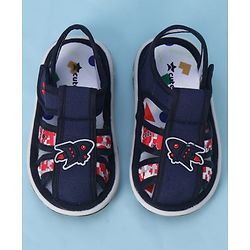 Cute Walk by Babyhug Velcro Closure Sandals With Rocket Applique - Navy Blue