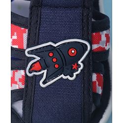 Cute Walk by Babyhug Velcro Closure Sandals With Rocket Applique - Navy Blue