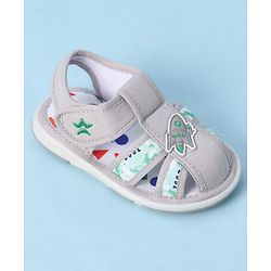 Cute Walk by Babyhug Velcro Closure Sandals With Rocket Applique - Navy Blue