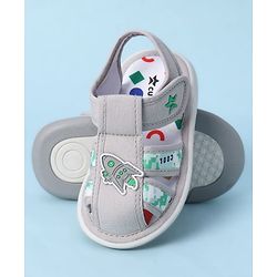 Cute Walk by Babyhug Velcro Closure Sandals With Rocket Applique - Navy Blue