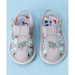 Cute Walk by Babyhug Velcro Closure Sandals With Rocket Applique - Navy Blue