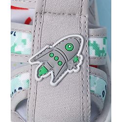 Cute Walk by Babyhug Velcro Closure Sandals With Rocket Applique - Navy Blue