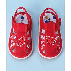 Cute Walk by Babyhug Velcro Closure Sandals With Rocket Applique - Navy Blue