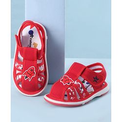 Cute Walk by Babyhug Velcro Closure Sandals With Rocket Applique - Navy Blue