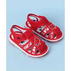 Cute Walk by Babyhug Velcro Closure Sandals With Rocket Applique - Navy Blue