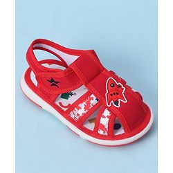 Cute Walk by Babyhug Velcro Closure Sandals With Rocket Applique - Navy Blue