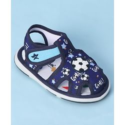 Cute Walk by Babyhug Velcro Closure Sandals With Football Print & Applique - Blue