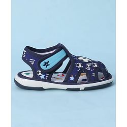 Cute Walk by Babyhug Velcro Closure Sandals With Football Print & Applique - Blue