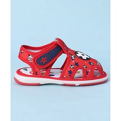 Cute Walk by Babyhug Velcro Closure Sandals With Football Print & Applique - Blue