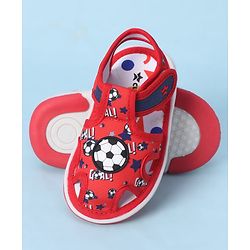 Cute Walk by Babyhug Velcro Closure Sandals With Football Print & Applique - Blue