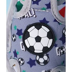 Cute Walk by Babyhug Velcro Closure Sandals With Football Print & Applique - Blue