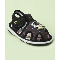 Cute Walk by Babyhug Velcro Closure Sandals With Astronaut Applique - Black