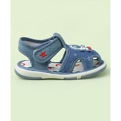 Cute Walk by Babyhug Velcro Closure Sandals With Astronaut Applique - Black