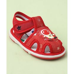 Cute Walk by Babyhug Velcro Closure Sandals With Astronaut Applique - Black