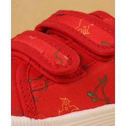 Cute Walk by Babyhug Velcro Closure Casual Shoes with Dino Print - Red