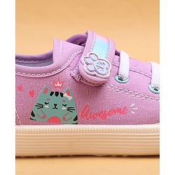 Cute Walk by Babyhug Casual Shoes With Velcro Closure & Cat Design - Purple