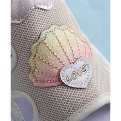 Cute Walk by Babyhug Velcro Closure Sandals With Seashell Applique - Beige