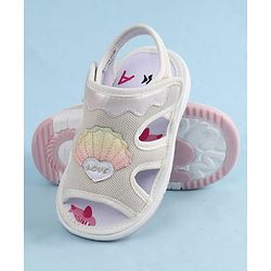 Cute Walk by Babyhug Velcro Closure Sandals With Seashell Applique - Beige