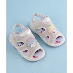 Cute Walk by Babyhug Velcro Closure Sandals With Seashell Applique - Beige
