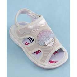Cute Walk by Babyhug Velcro Closure Sandals With Seashell Applique - Beige
