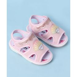 Cute Walk by Babyhug Velcro Closure Sandals With Seashell Applique - Beige