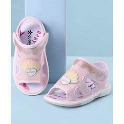 Cute Walk by Babyhug Velcro Closure Sandals With Seashell Applique - Beige
