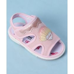 Cute Walk by Babyhug Velcro Closure Sandals With Seashell Applique - Beige