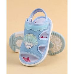 Cute Walk by Babyhug Velcro Closure Sandals With Seashell Applique - Beige