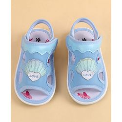 Cute Walk by Babyhug Velcro Closure Sandals With Seashell Applique - Beige