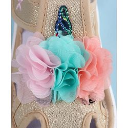 Cute Walk by Babyhug Sandals With Velcro Closure & Floral Applique - Golden