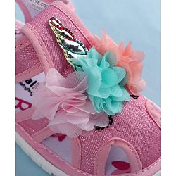 Cute Walk by Babyhug Sandals With Velcro Closure & Floral Applique - Golden