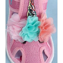 Cute Walk by Babyhug Sandals With Velcro Closure & Floral Applique - Golden