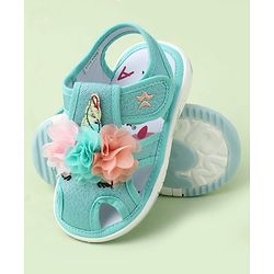 Cute Walk by Babyhug Sandals With Velcro Closure & Floral Applique - Golden