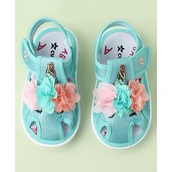 Cute Walk by Babyhug Sandals With Velcro Closure & Floral Applique - Golden