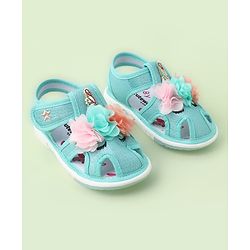 Cute Walk by Babyhug Sandals With Velcro Closure & Floral Applique - Golden